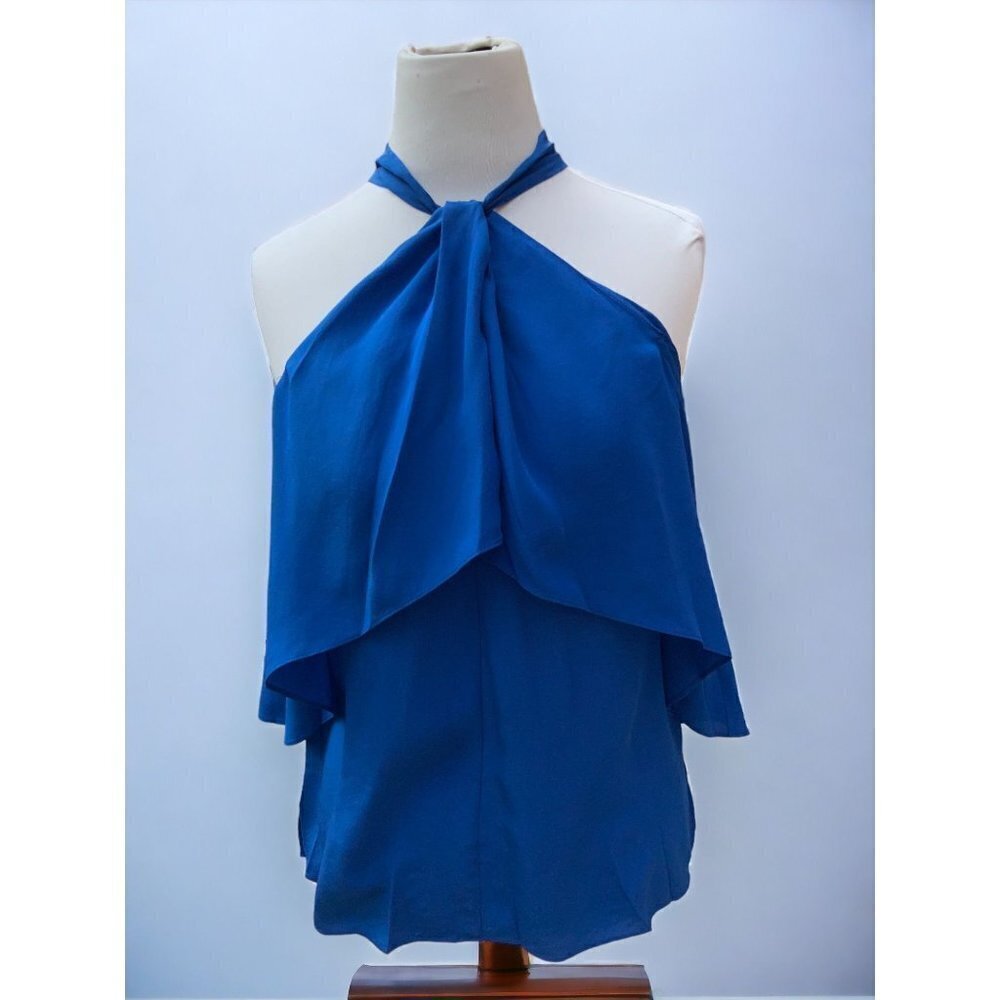 MIKA MENDEL CAMILA BLOUSE HALTER TOP LIGHTWEIGHT SLEEVELESS BLUE NEW SMALL